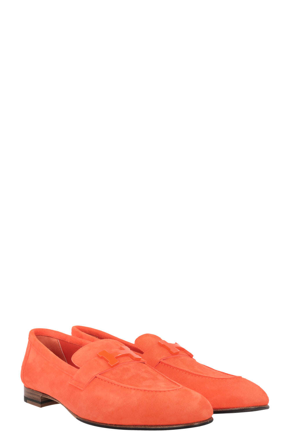 HERMÈS Paris Flats Suede Orange Synthétique