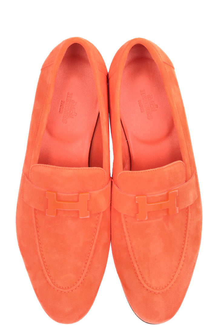 HERMÈS Paris Flats Suede Orange Synthétique