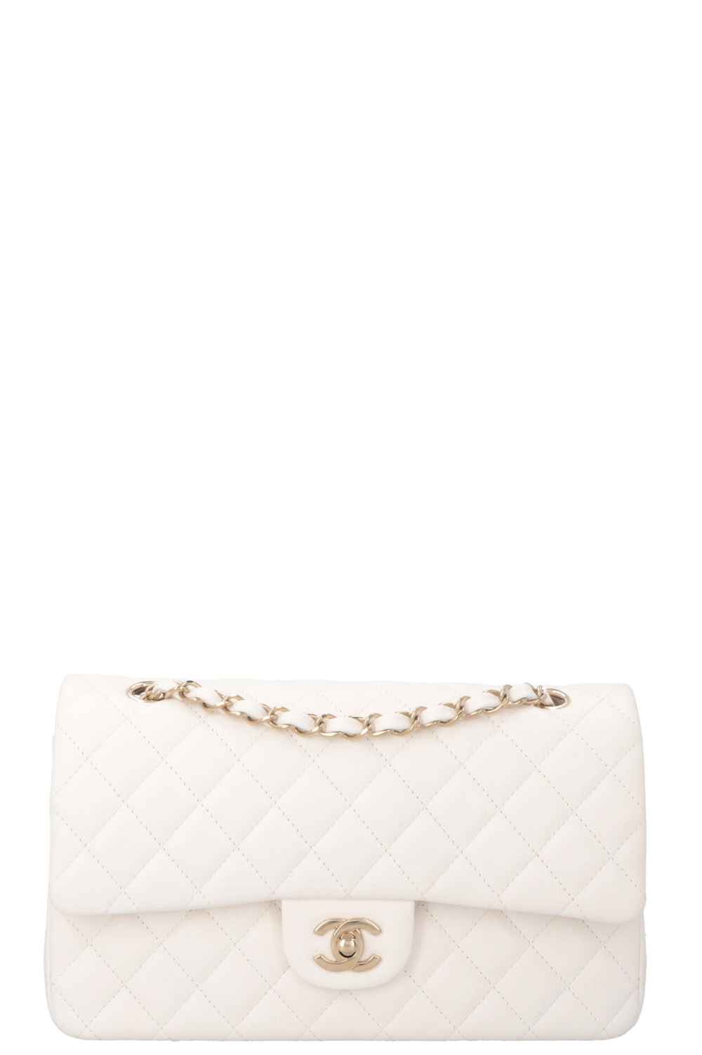 CHANEL Classic Medium Double Flap Ivory Caviar