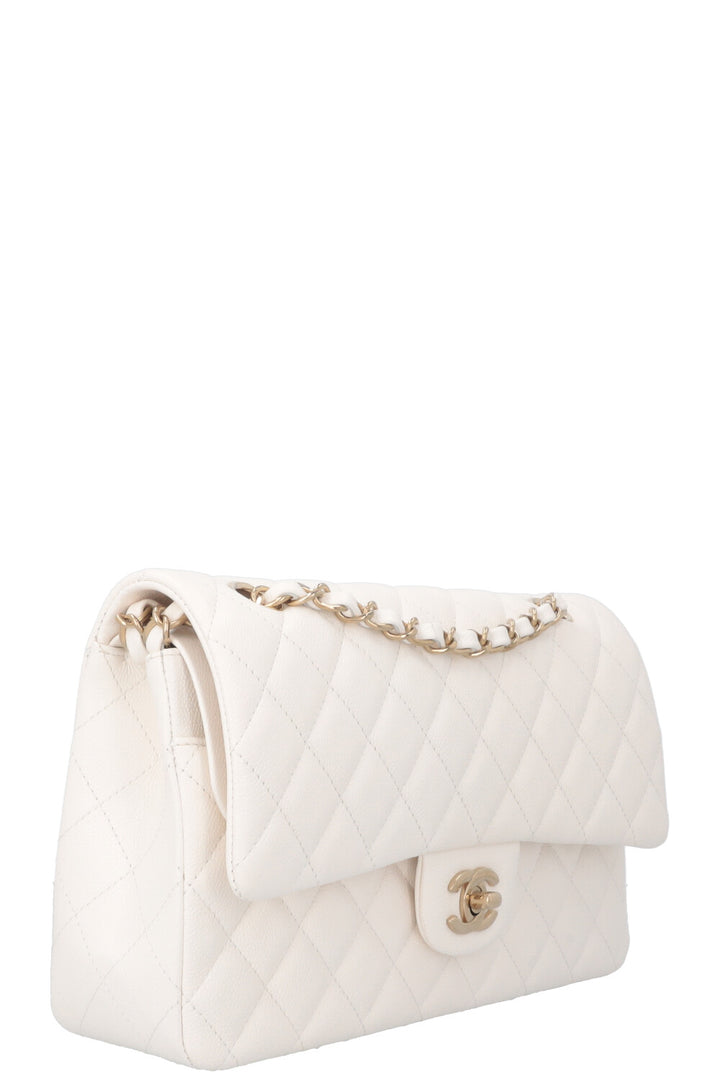 CHANEL Classic Medium Double Flap Ivory Caviar