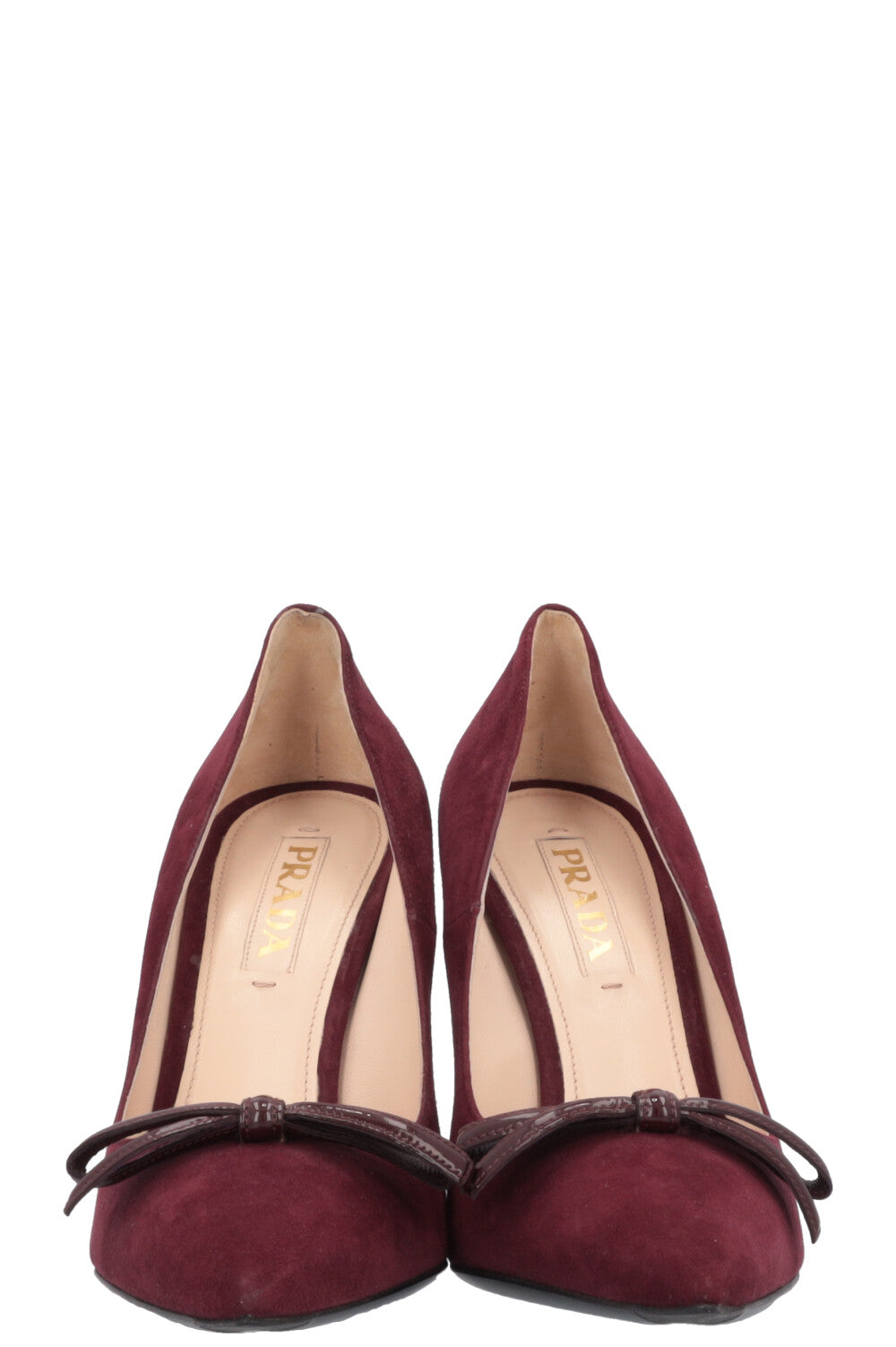 PRADA Bow Heels Suede Burgundy