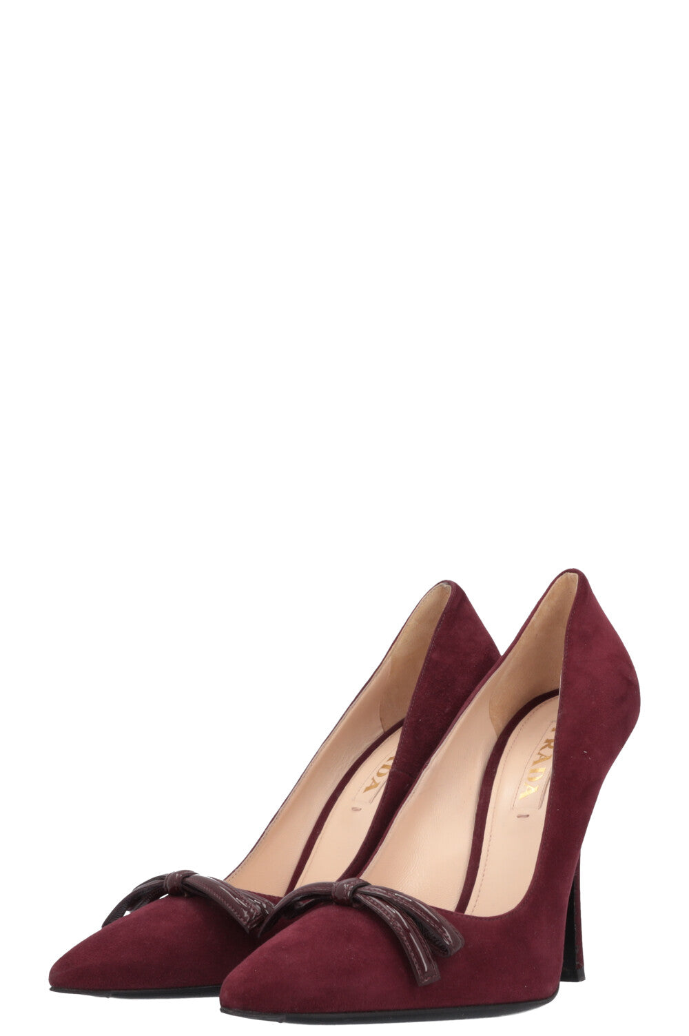 PRADA Bow Heels Suede Burgundy