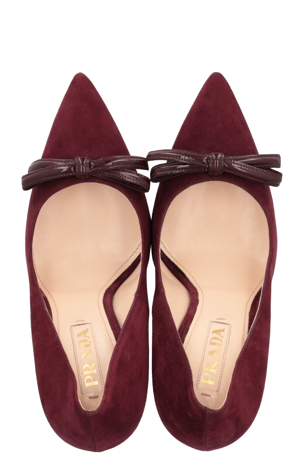 PRADA Bow Heels Suede Burgundy