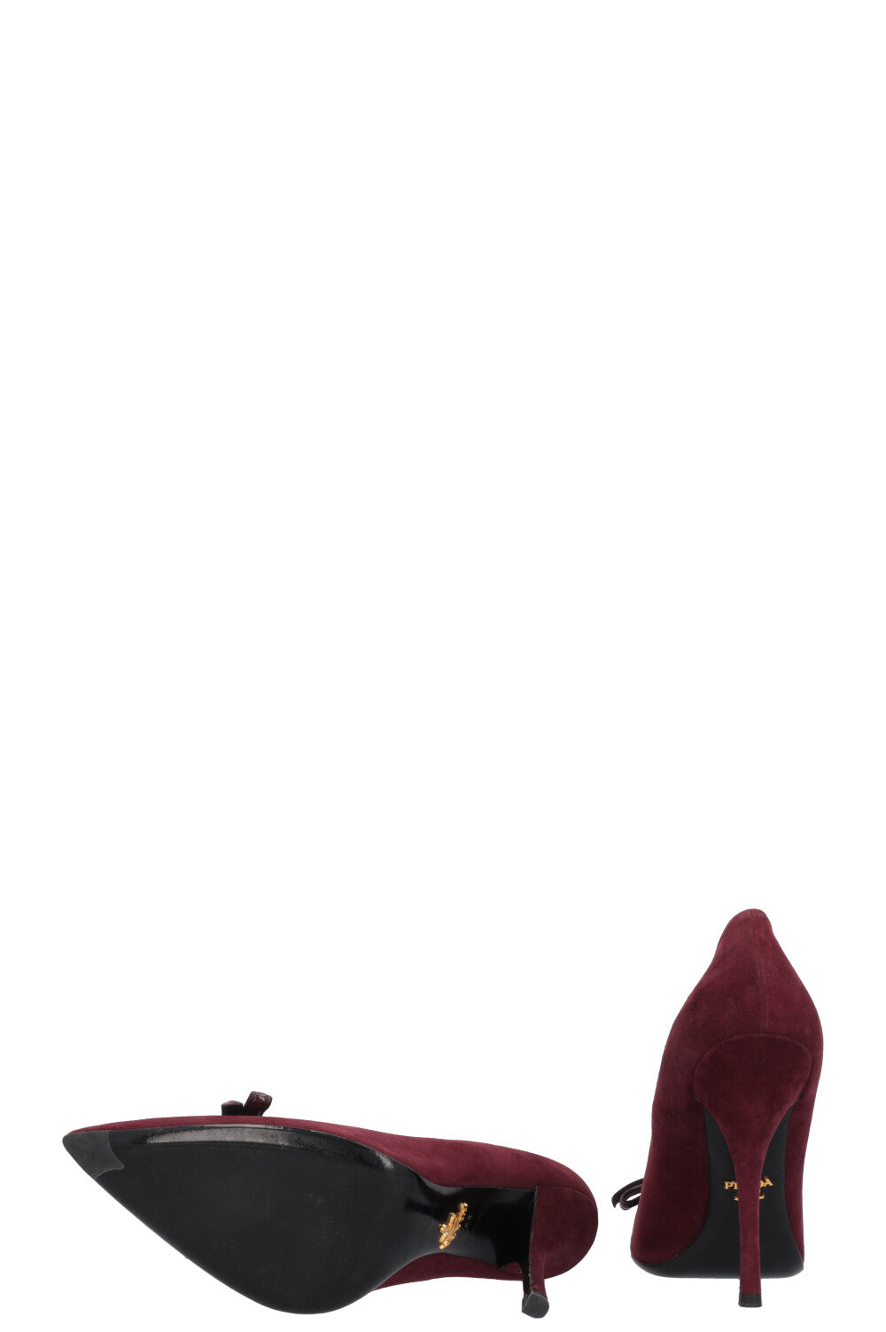 PRADA Bow Heels Suede Burgundy