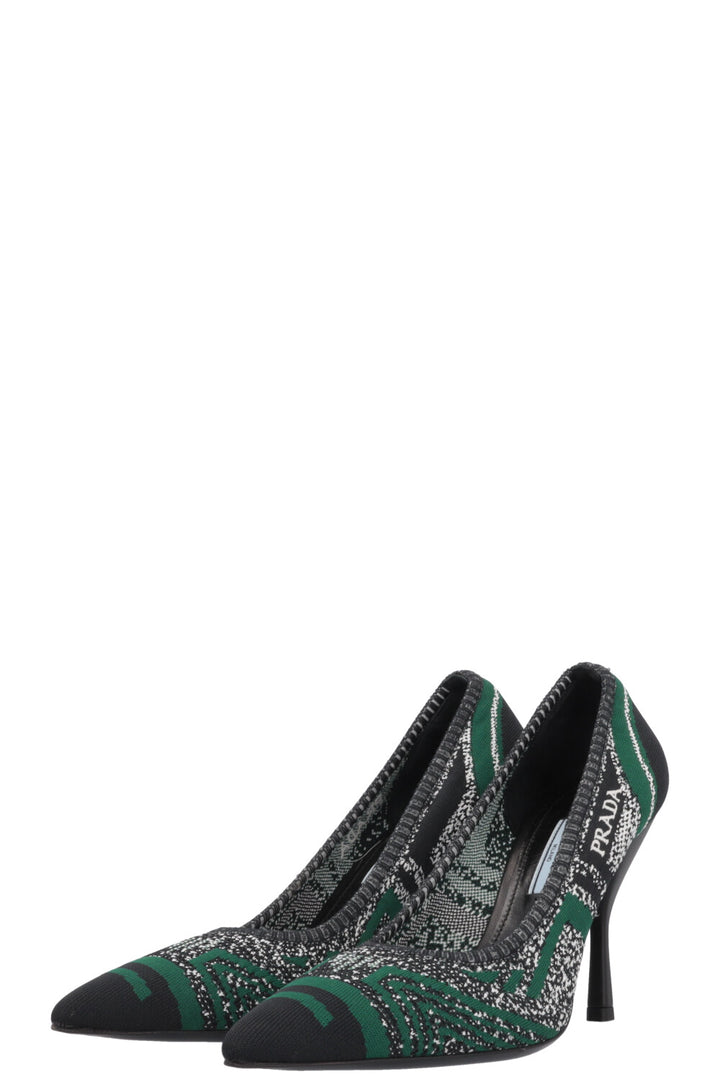 PRADA Heels Knit Green Black