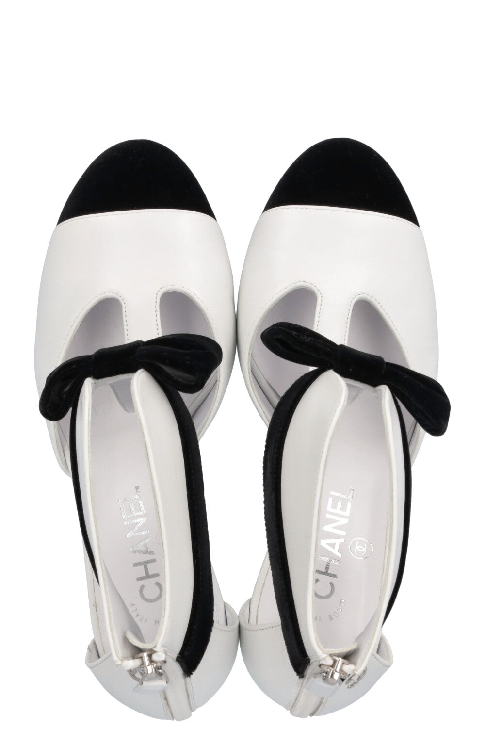 CHANEL Bow Heels Black White