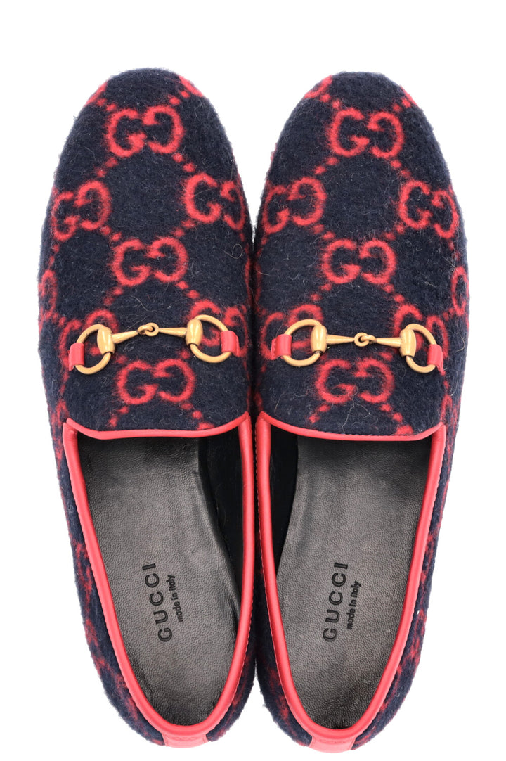 GUCCI GG Mokassins Flats Blue Red