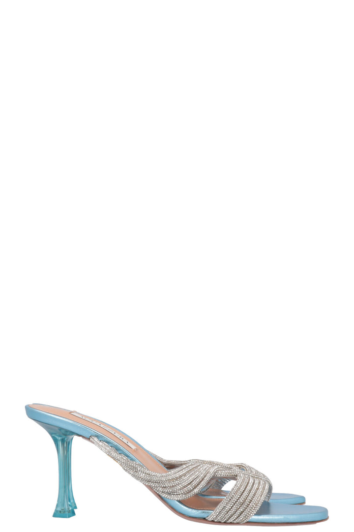 AQUAZZURA Gatsby Mules Blue Strass