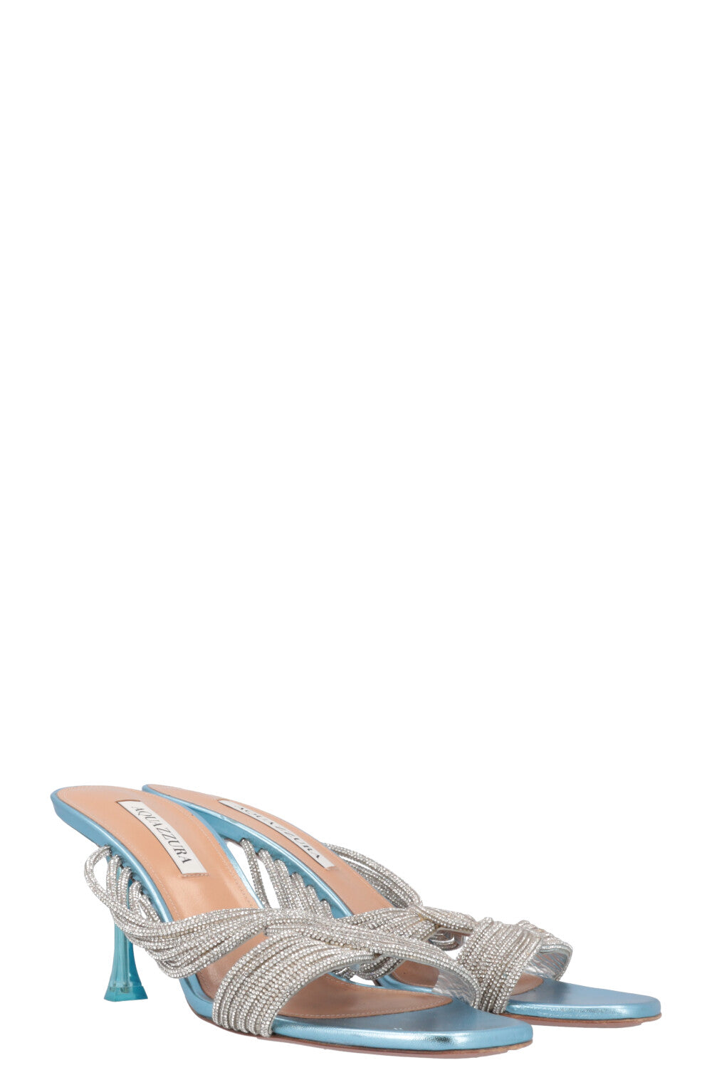 AQUAZZURA Gatsby Mules Blue Strass