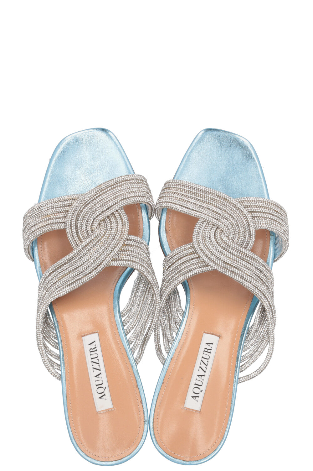 AQUAZZURA Gatsby Mules Blue Strass