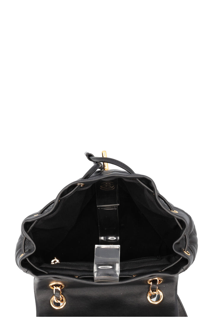 CHANEL Quilted Backpack Lambskin Black