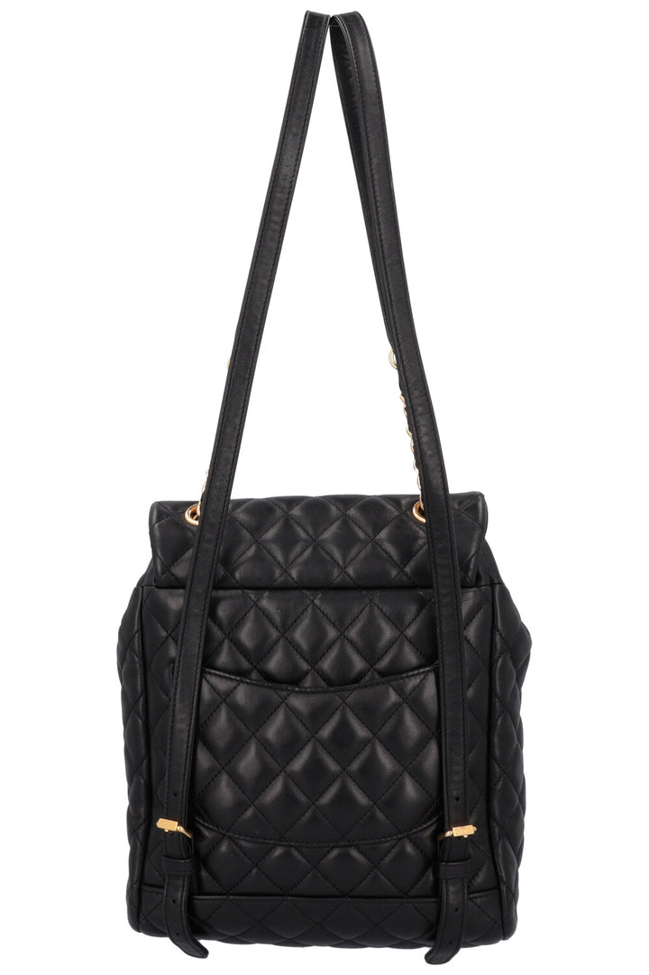 CHANEL Quilted Backpack Lambskin Black