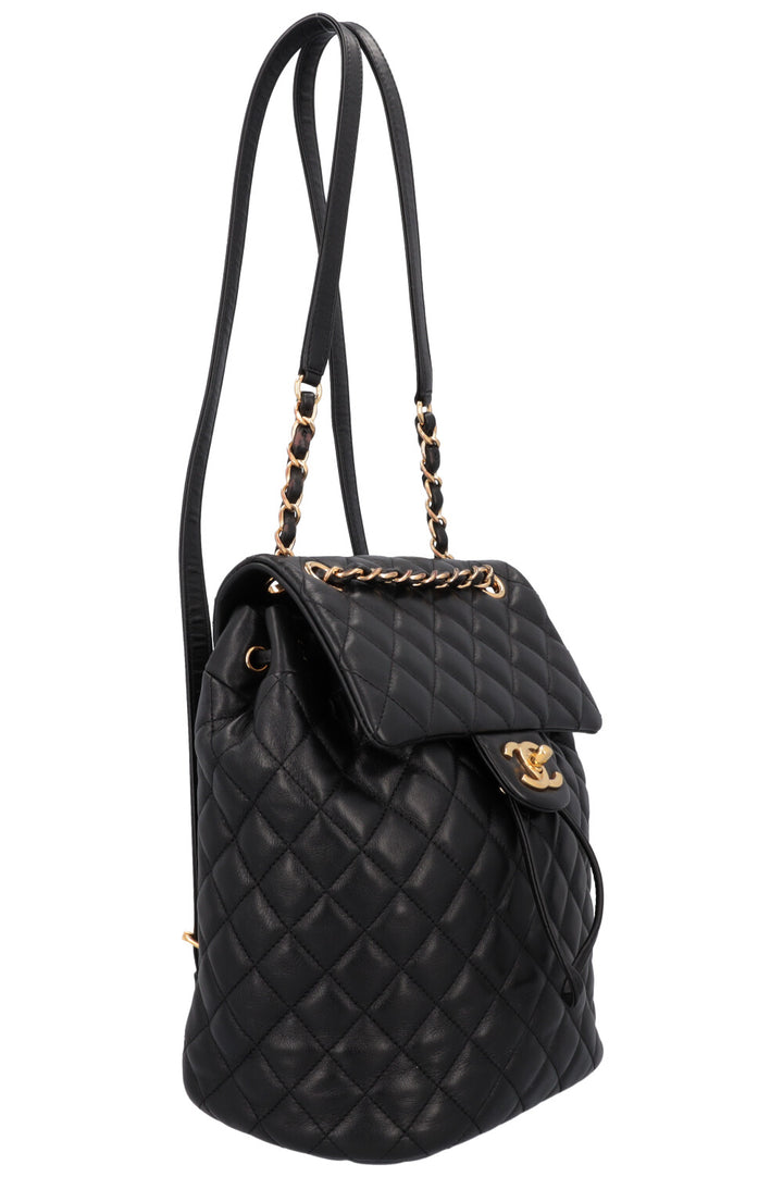 CHANEL Quilted Backpack Lambskin Black