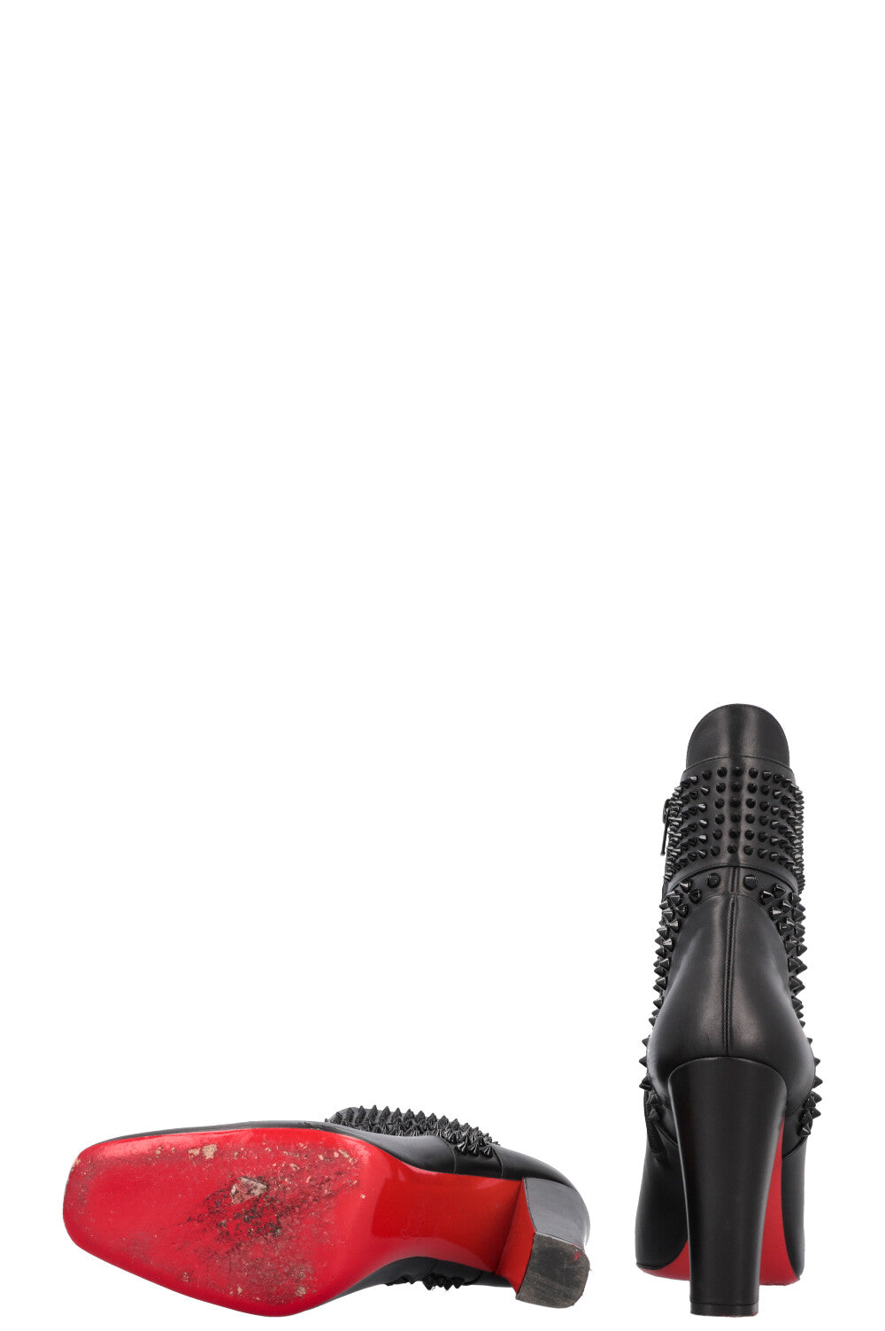 CHRISTIAN LOUBOUTIN Praguoise Spike Ankle Boots Leather Black – REAWAKE