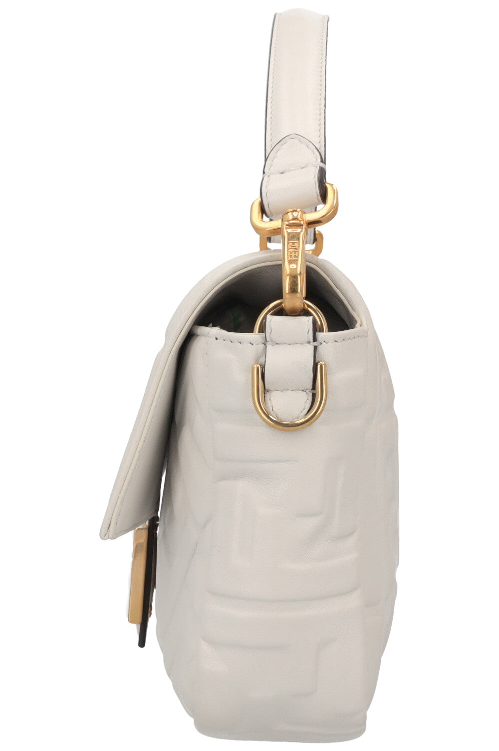 FENDI Baguette Bag Zucca White Leather