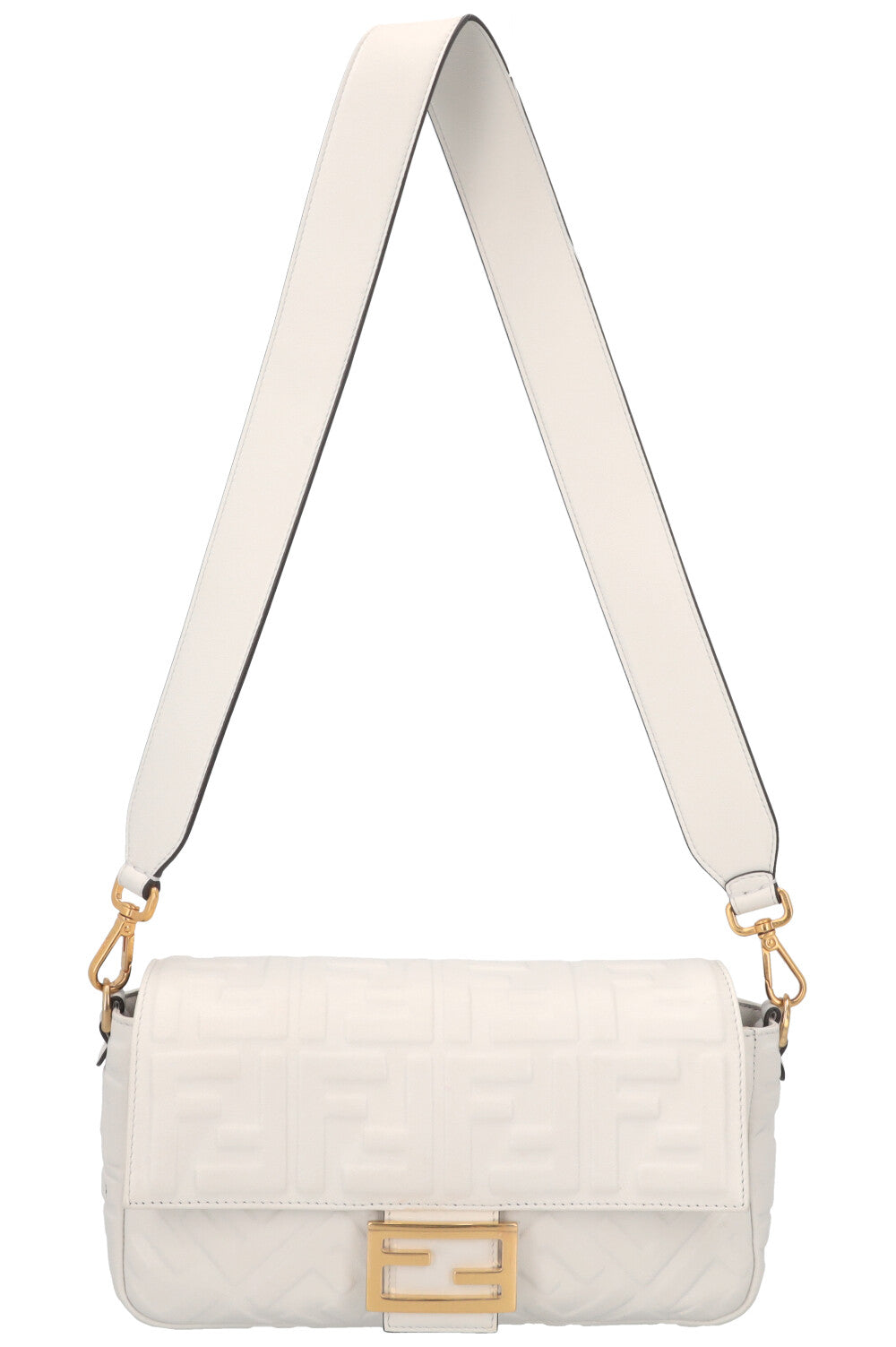 FENDI Baguette Bag Zucca White Leather