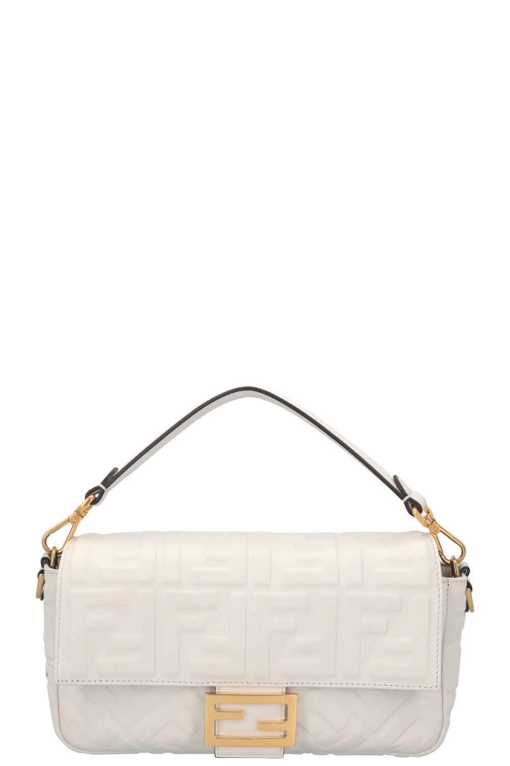 FENDI Baguette Bag Zucca White Leather