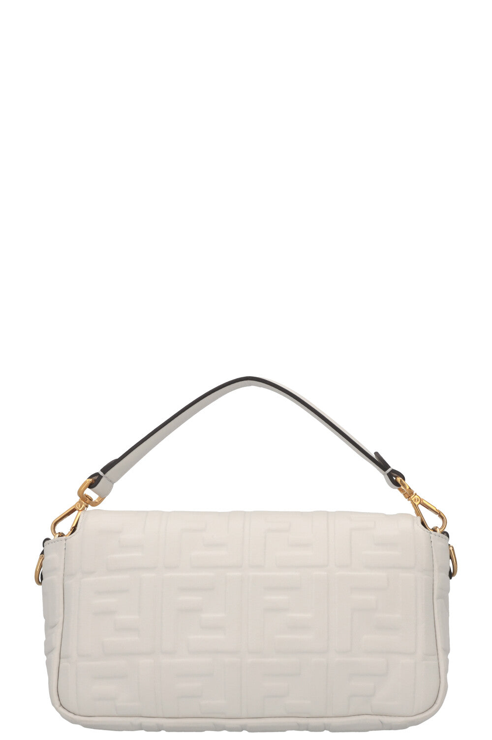 FENDI Baguette Bag Zucca White Leather