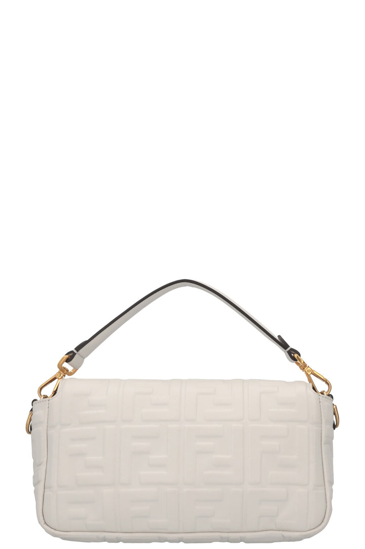 FENDI Sac Baguette Zucca Cuir Blanc