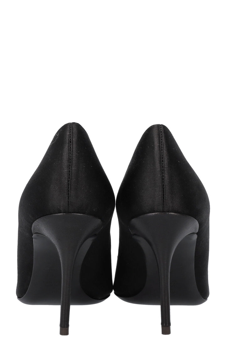 GIUSEPPE ZANOTTI Rhinestone Bow Heels Satin Black