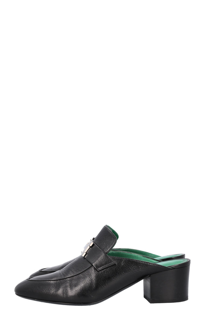 HERMÈS Paradis Mules Heels Black & Green