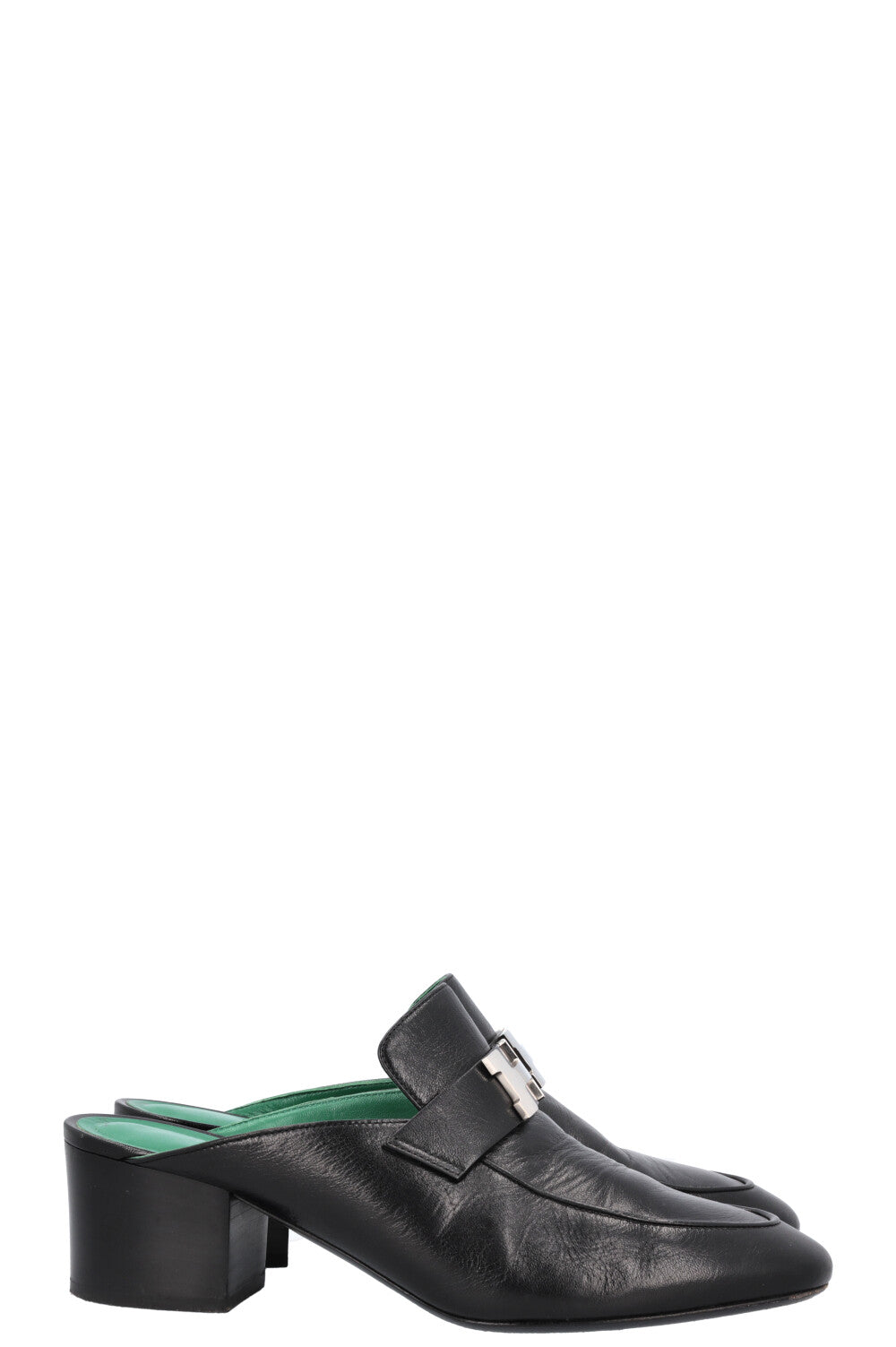 HERMÈS Paradis Mules Talons Noir &amp; Vert