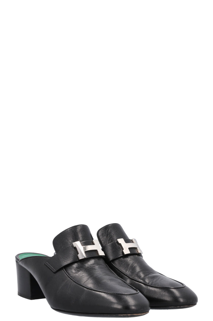 HERMÈS Paradis Mules Heels Black & Green