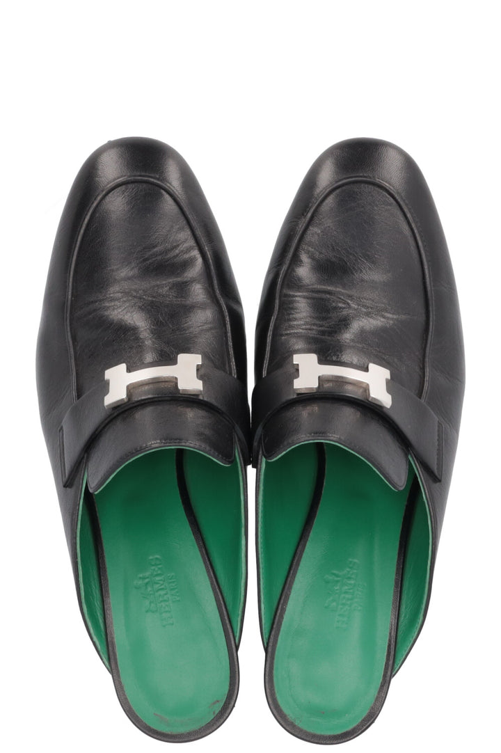 HERMÈS Paradis Mules Talons Noir &amp; Vert