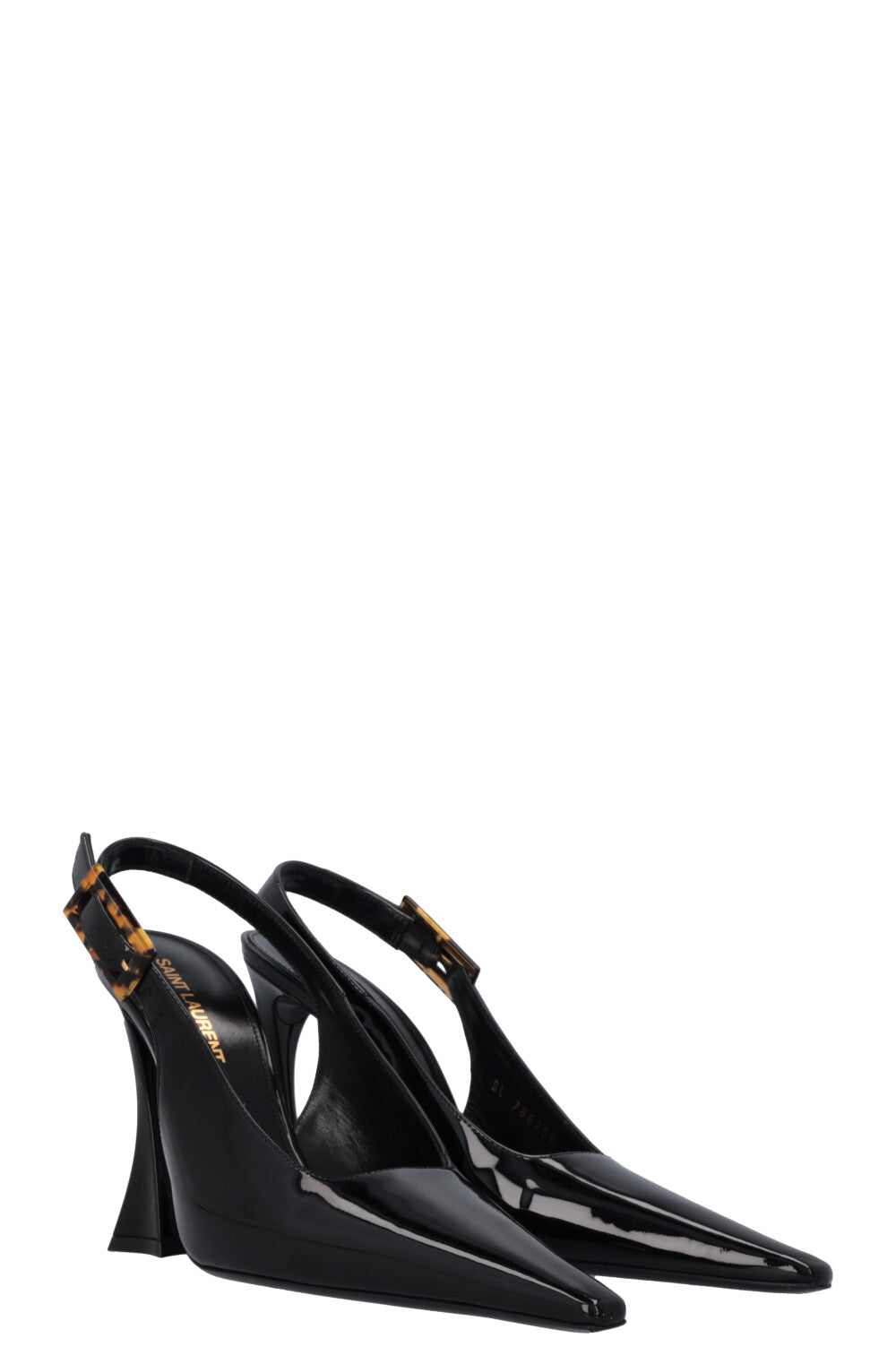 SAINT LAURENT Dune Slingback Heels Patent