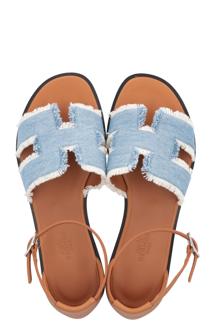 HERMÈS Santorini Sandals Denim