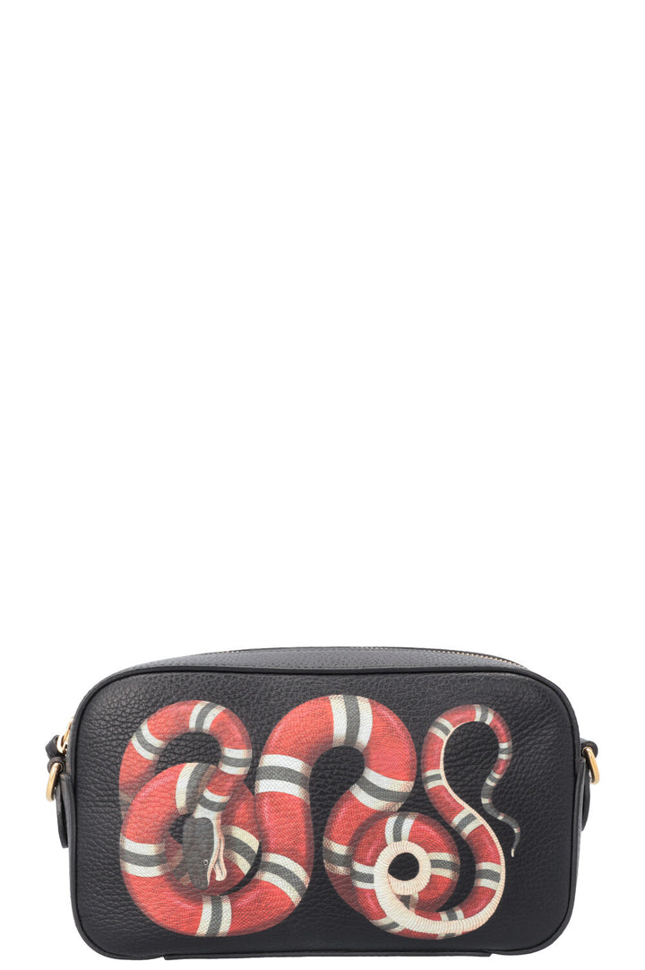 GUCCI Snake Camera Bag Leather Black