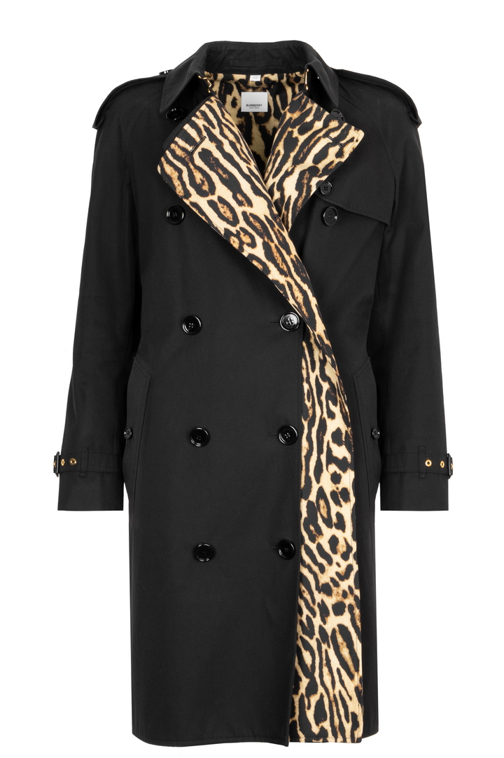 BURBERRY Trenchcoat Black with Animal Print Lining