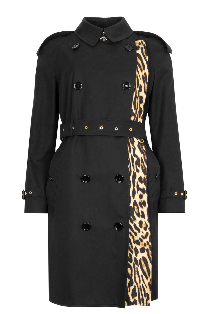 BURBERRY Trenchcoat Black with Animal Print Lining