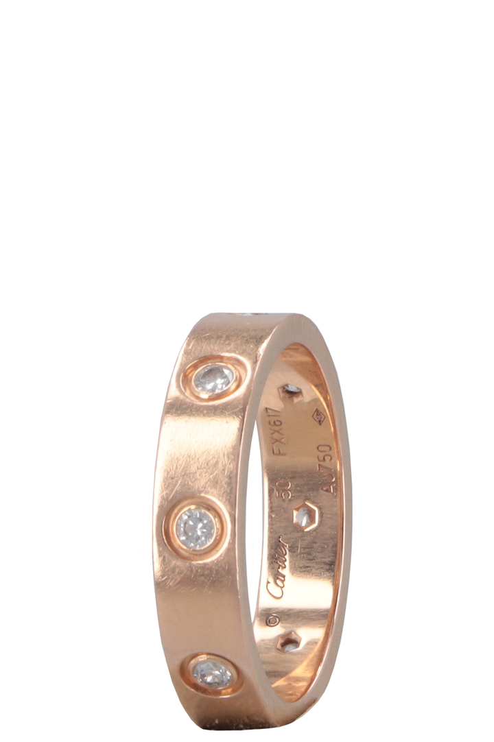 CARTIER Love Wedding Band 8 Diamonds Ring 18k Yellow Gold