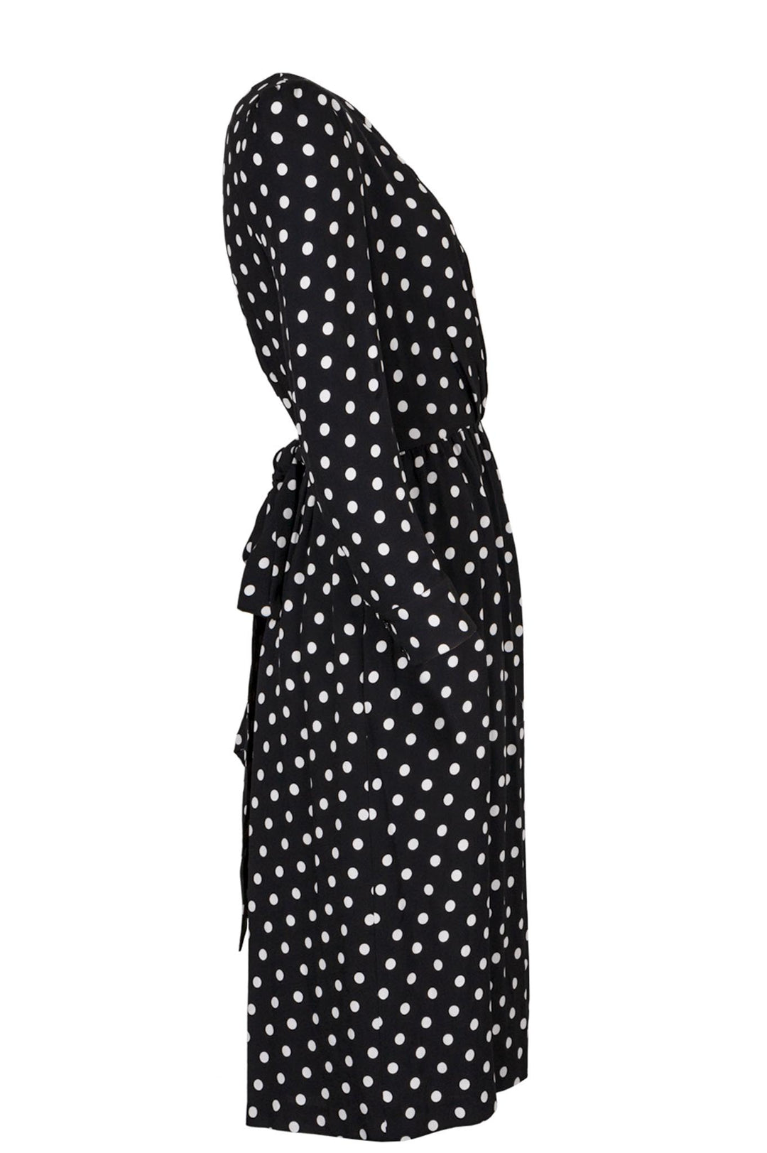 CELINE Polka Dot Wrap Dress Black White