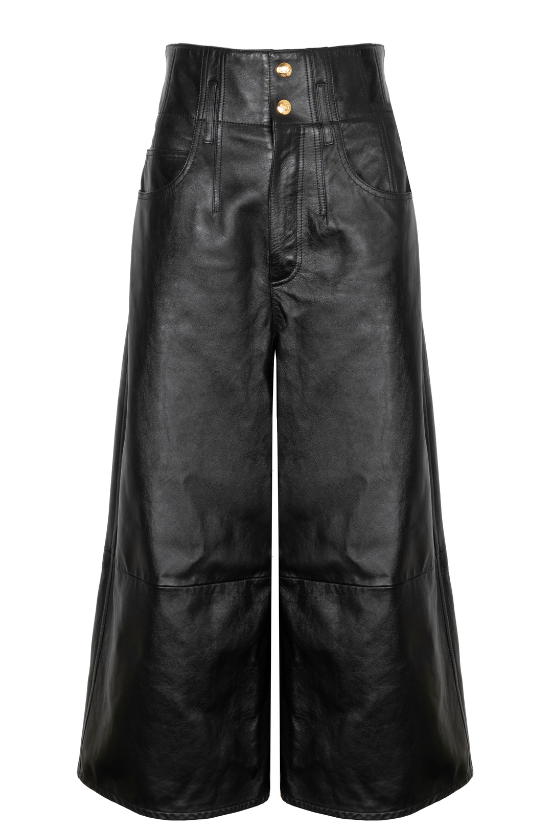 CELINE Jumbo Wide Leg Pants Leather Black