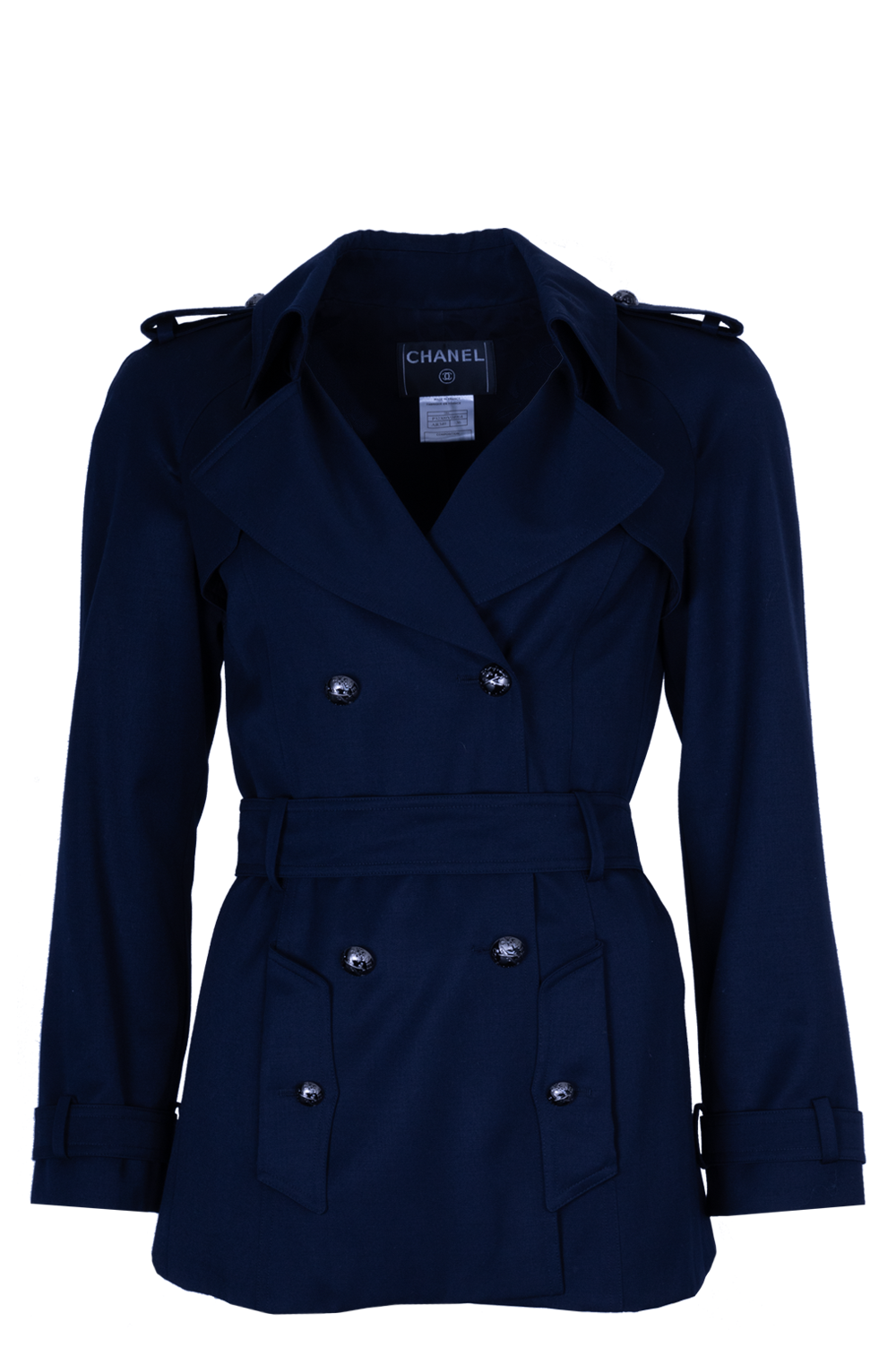 CHANEL 2008 Short Trench Coat Navy