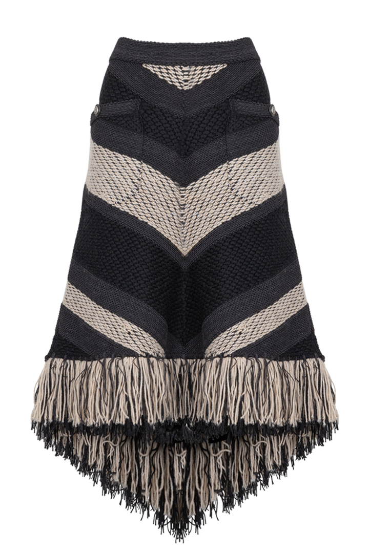 CHANEL 2014 Paris Dallas Knit Skirt Black Beige