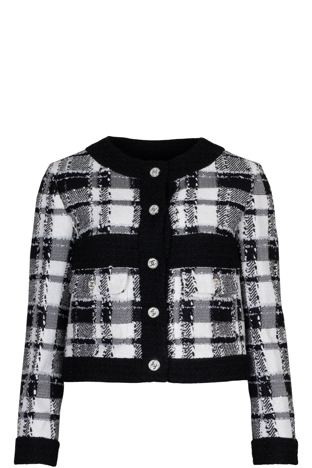 CHANEL Tweed Jacket Black White 2023