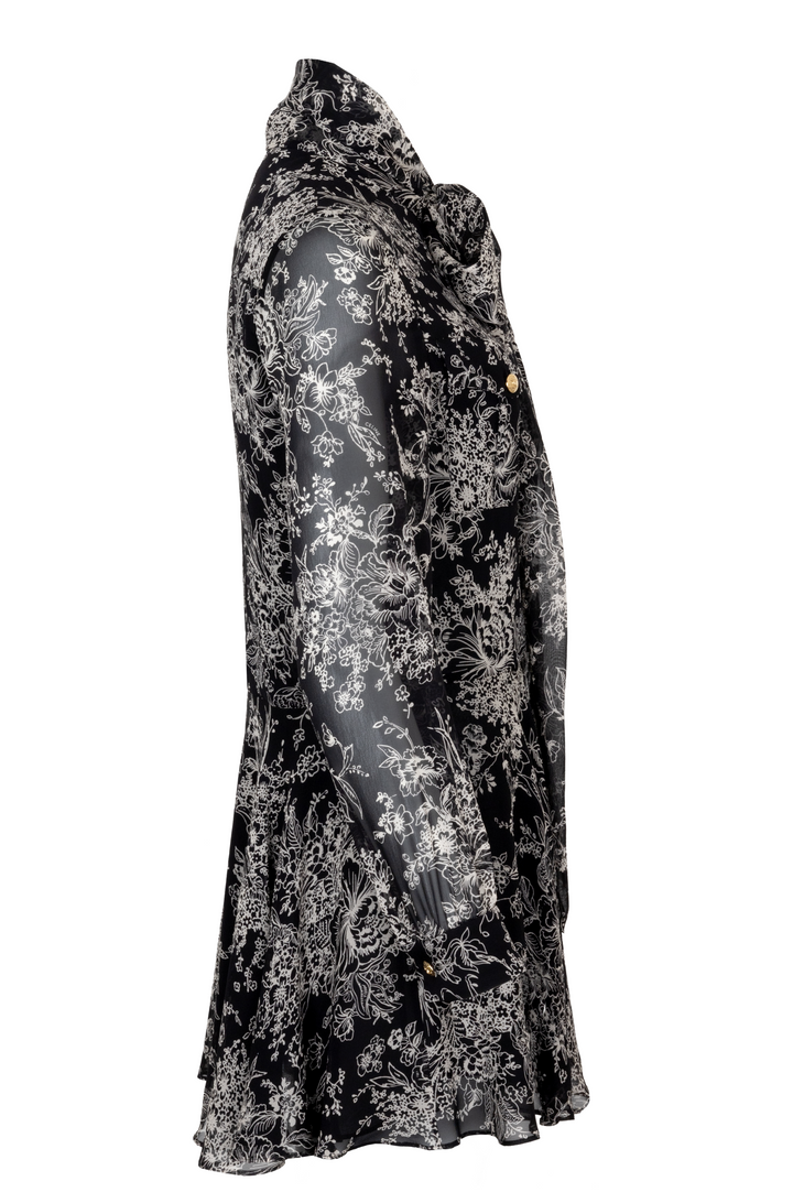 CELINE Floral Print Silk Dress Black