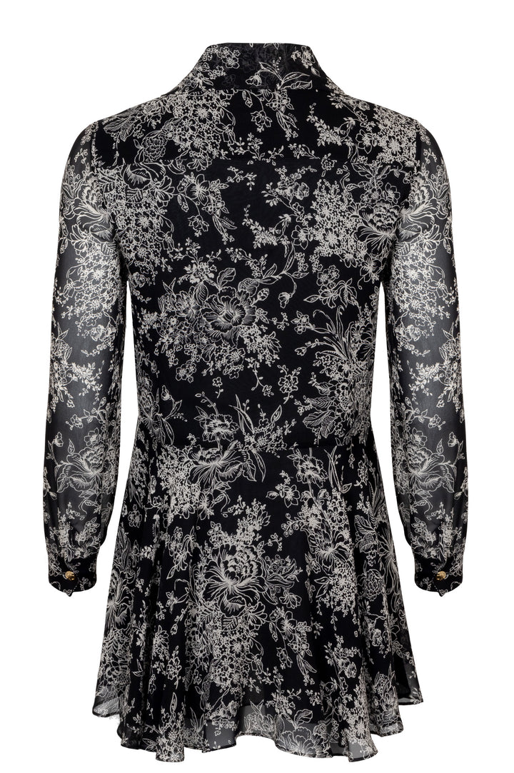 CELINE Floral Print Silk Dress Black