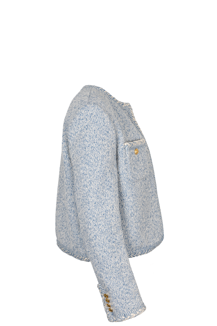 CELINE Patch Pocket Tweed Jacket Blue