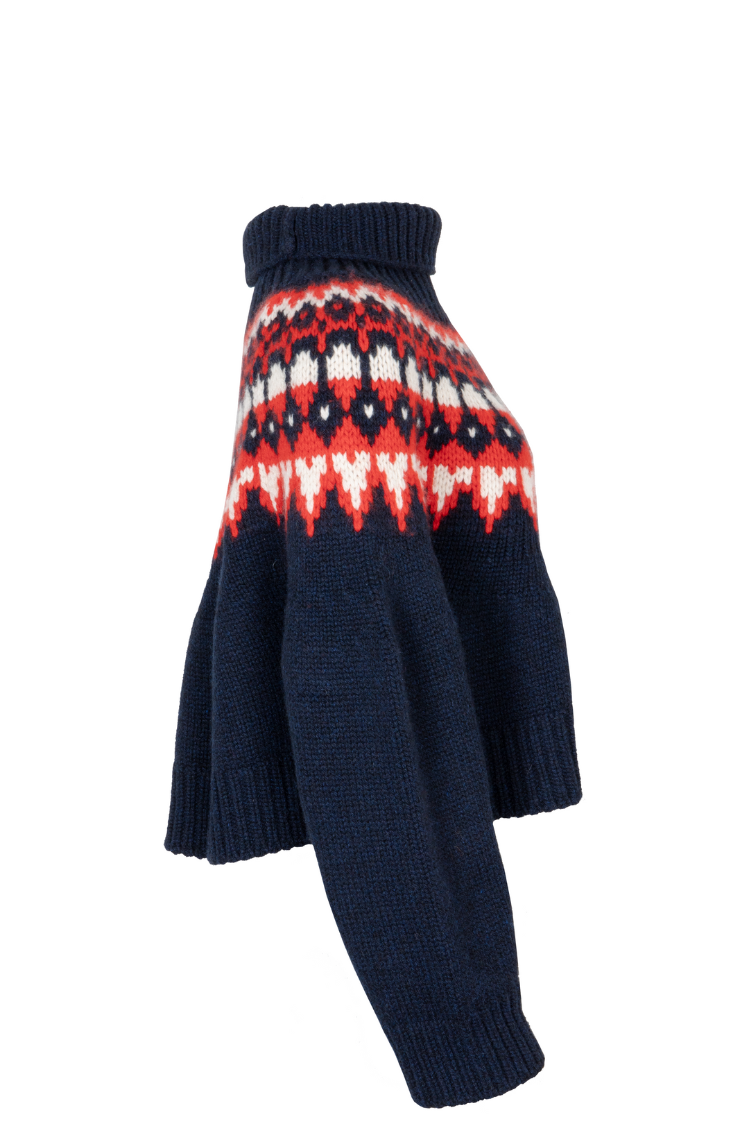 CELINE Fair Isle Cashmere Knit Sweater Navy