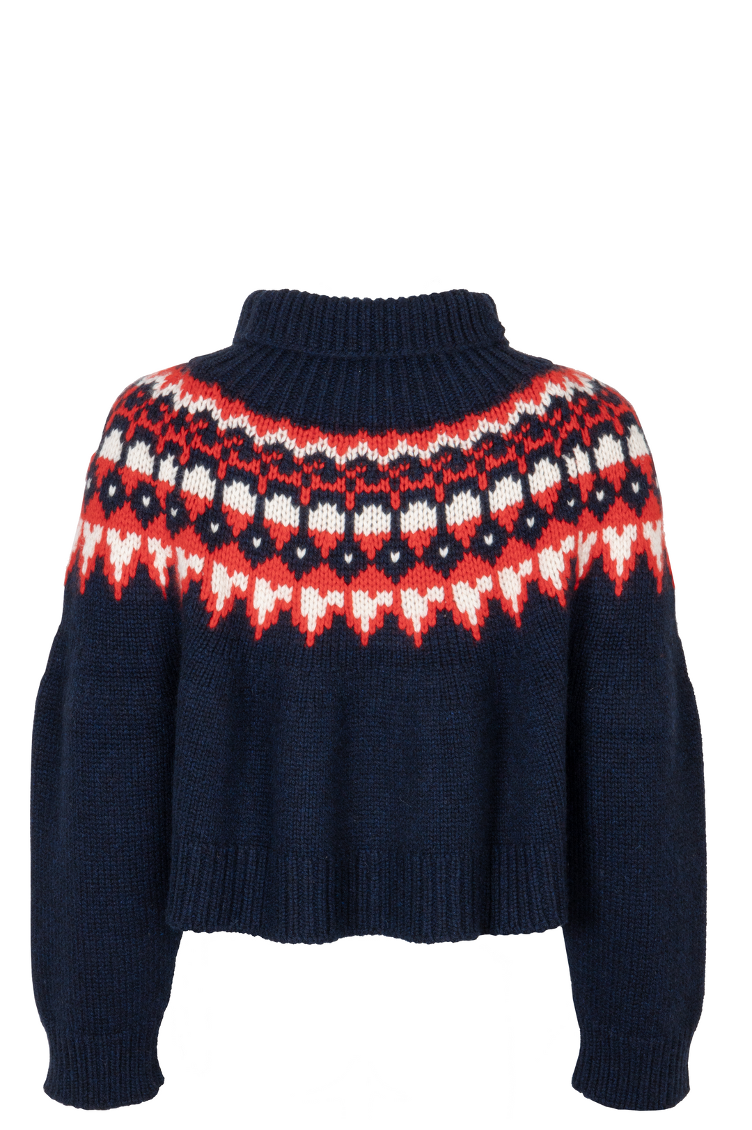 CELINE Fair Isle Cashmere Knit Sweater Navy