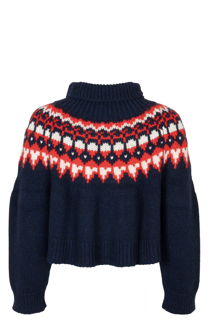 CELINE Fair Isle Cashmere Knit Sweater Navy