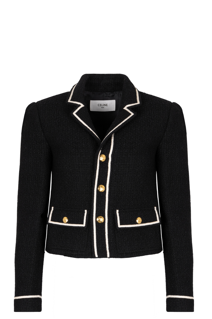 CELINE Jacket Wool Black White