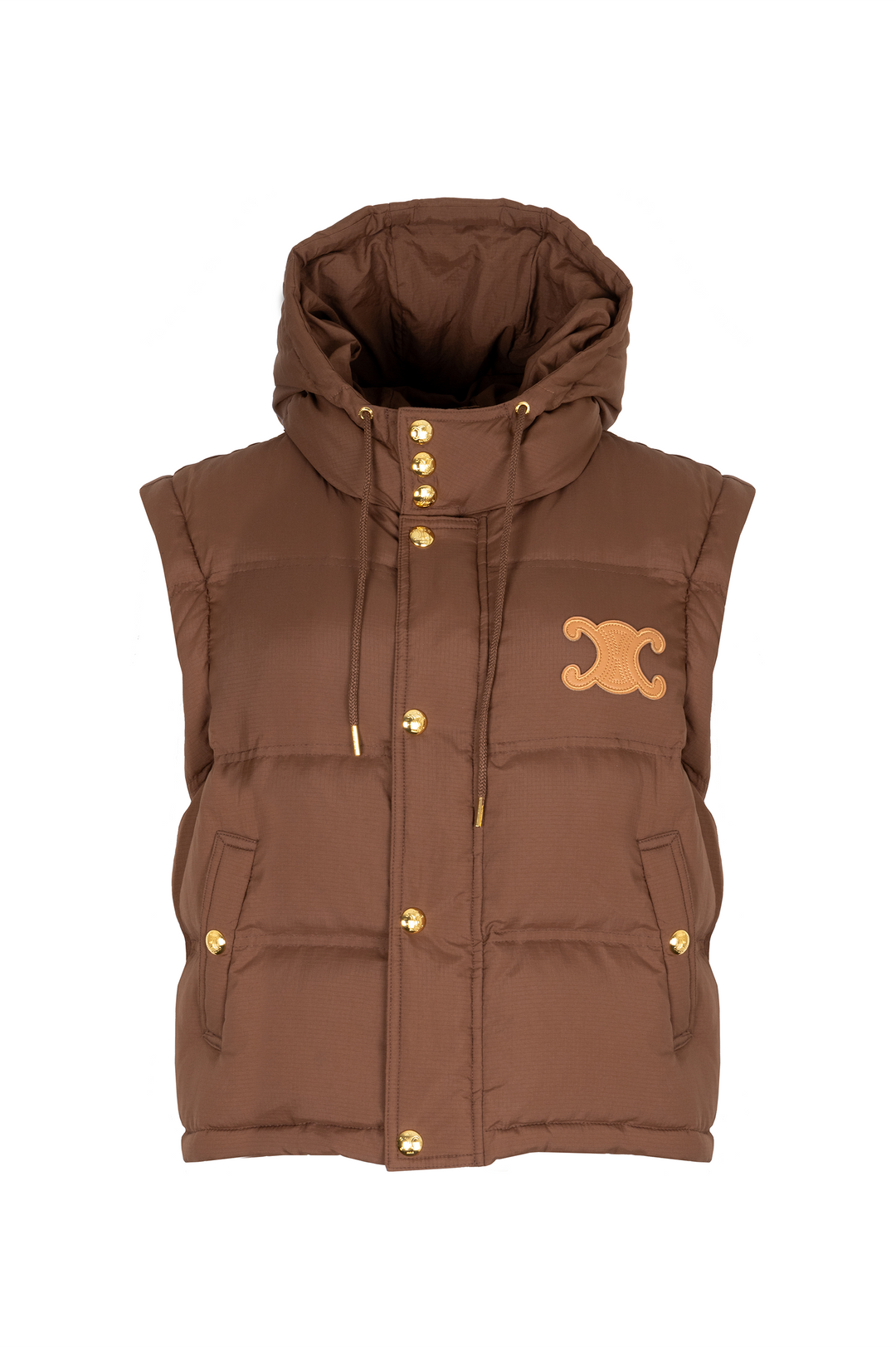 CELINE Cropped Triomphe Down Jacket Chocolate