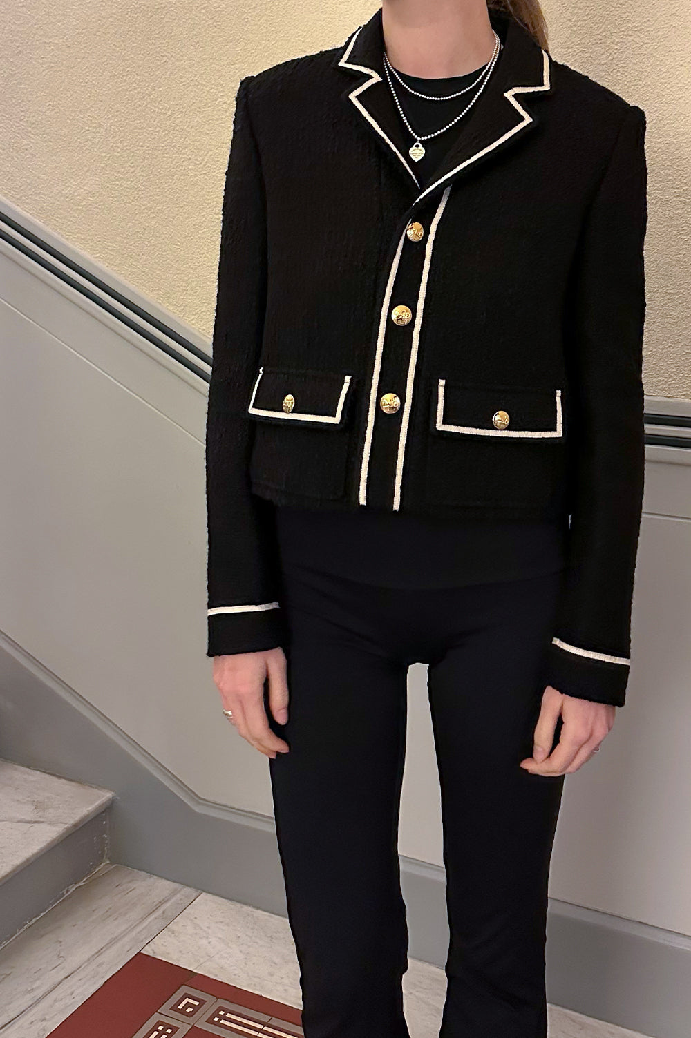 CELINE Jacket Wool Black White