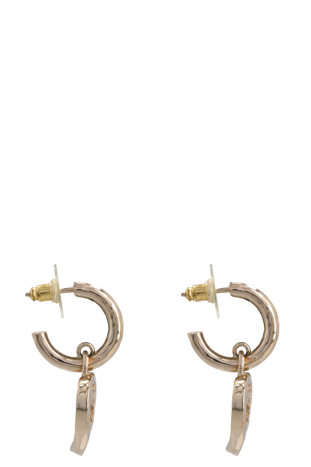 CHANEL 2022 Boucles d'oreilles pendantes CC Coeur Champagne