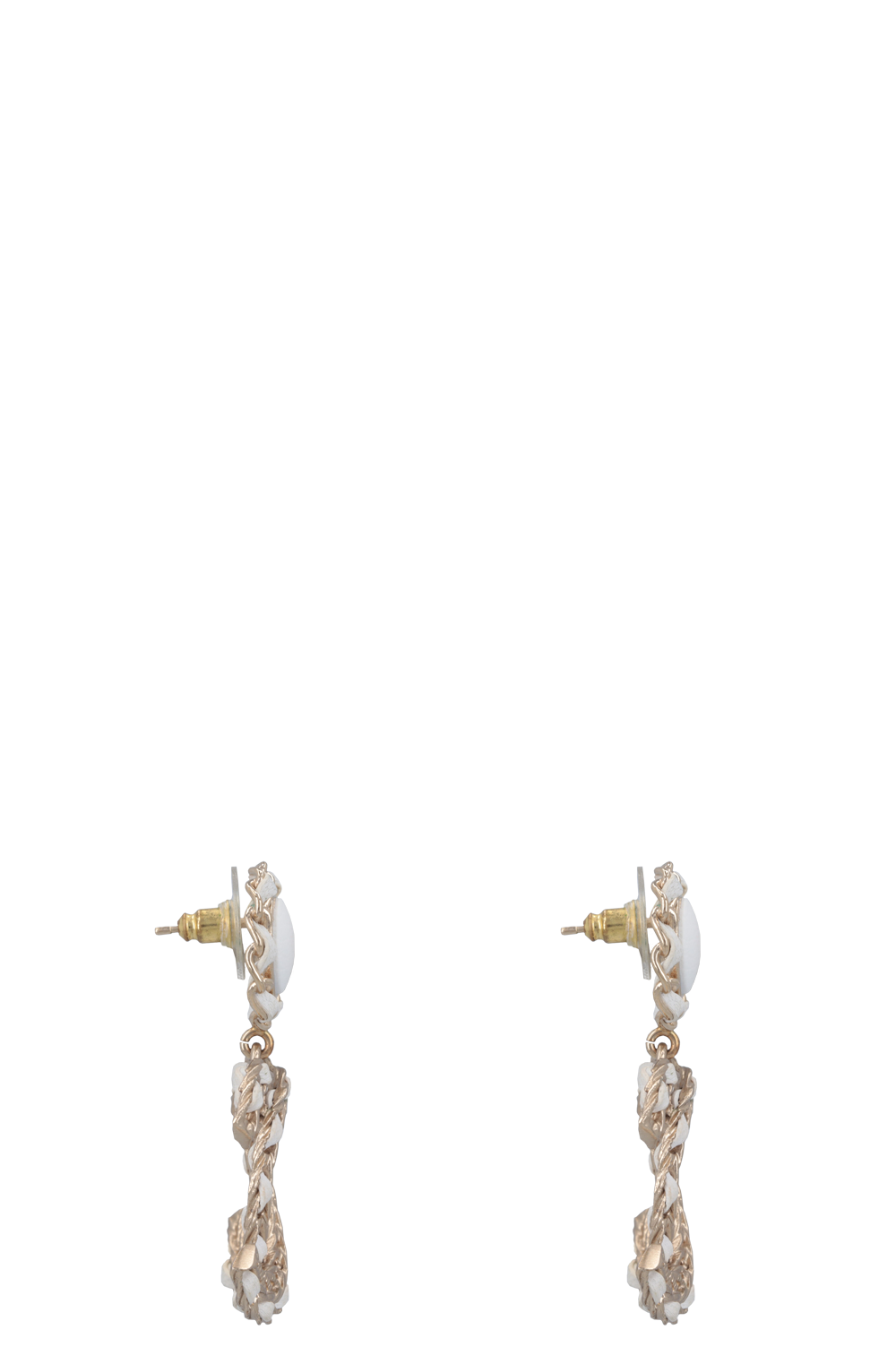 CHANEL 2022 Chain CC Drop Earrings White Gold